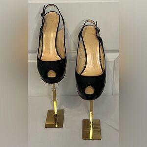 Giuseppe Zanotti Women’s Black Patent Peep-Toe Slingback Heels Sz 40 w/COA